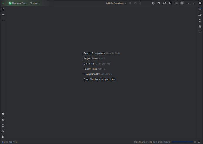 A screenshot of Android Studio, with a blank project